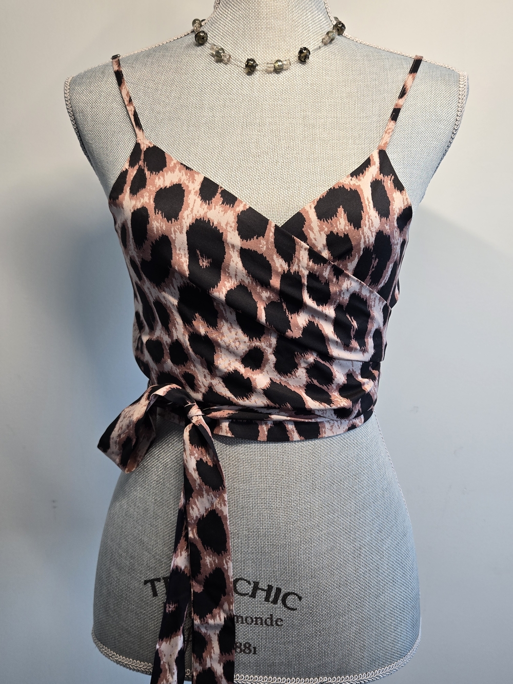 Leopard Print Wrap Cami Top Size M